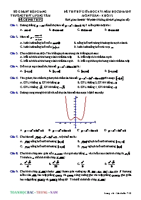 Đề thi thử giữa học kỳ I môn Toán - Khối 12